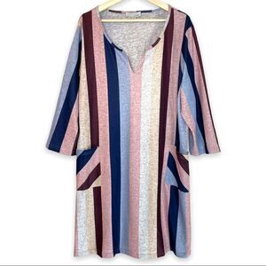 Luukse Striped Patch Pocket Shift Dress